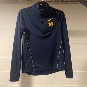 XS Nike University of Michigan Dri-Fit Athletic Three Quarter Zip Up